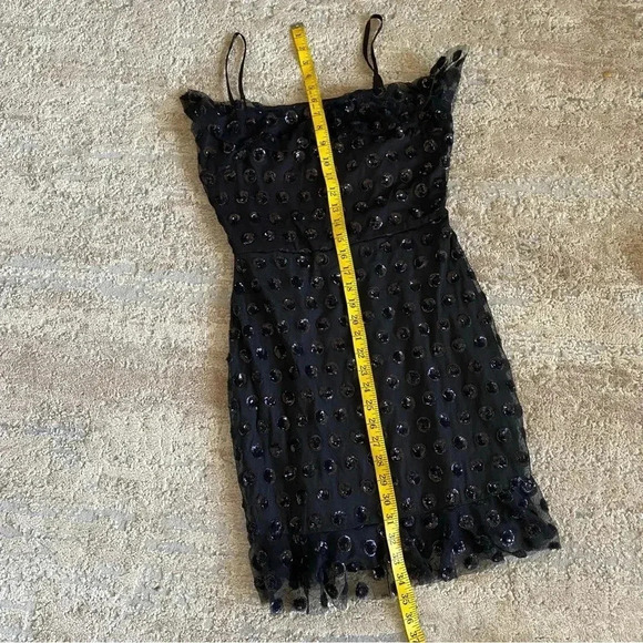Rowa Nordstrom Rack Tulle Little Black Dress Polka Dot Sequin Lined Tiered: Med - Picture 11 of 11